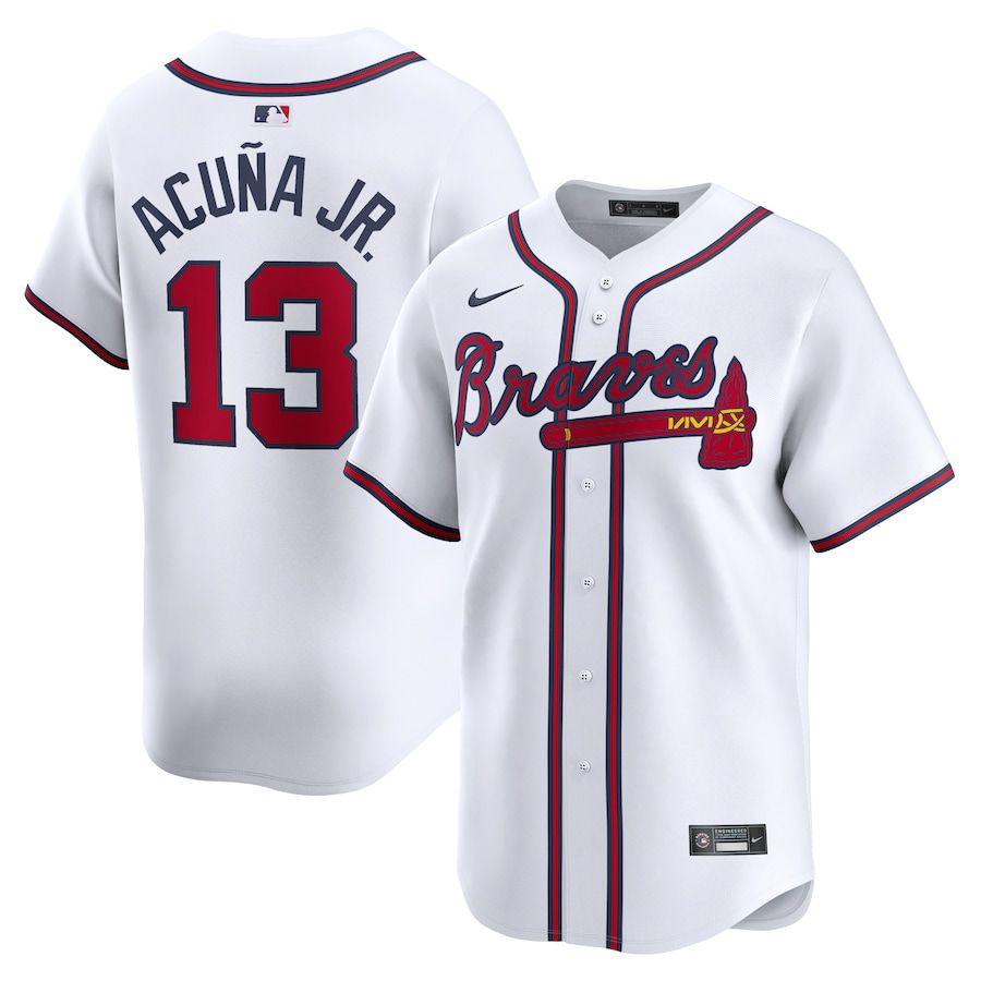 Men Atlanta Braves #13 Ronald Acuna Jr. Nike White Home Limited Player MLB Jersey